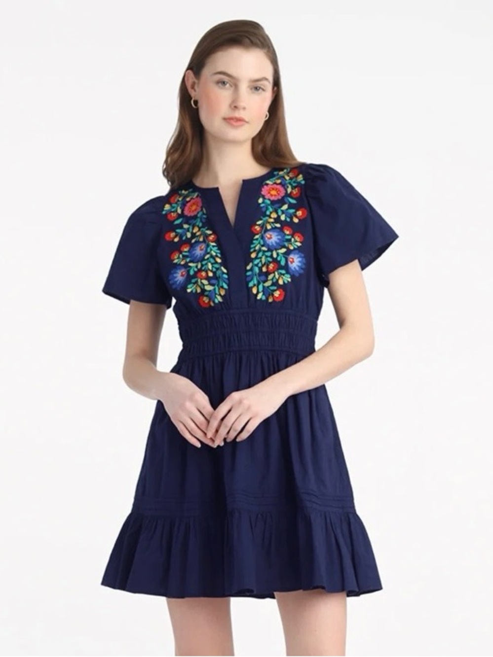 Draper James Wilson Mini Dress with Floral Embroidery